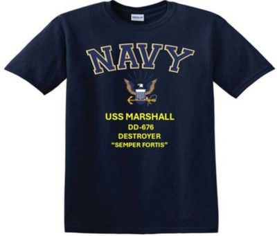 USS MARSHALL  DD-676 * DESTROYER*EAGLE SHIRT* NAVY OFFICIALLY LICENSED
