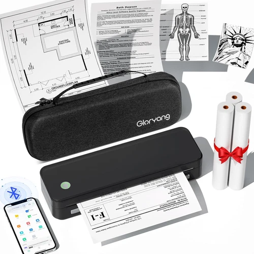 Inkless Portable Printer for Travel, Wireless Thermal Printer Supports 8.5 X 11 