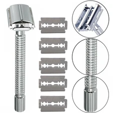 Men's Classic Traditional Shaving Double Edge Safety Razor with 5 Blades Shaver