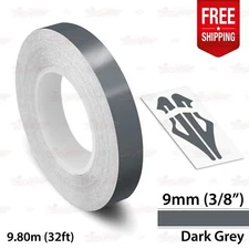DARK GRAY 3/8" 9mm Roll PIN STRIPE Car Striping Line TAPE Decal Vinyl Sticker