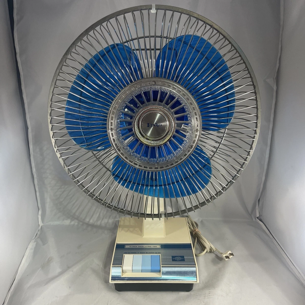 Lasko Vintage 12” Oscillating Fan Blue Blades 3 Speed Type 12-1 Table Desk  | eBay