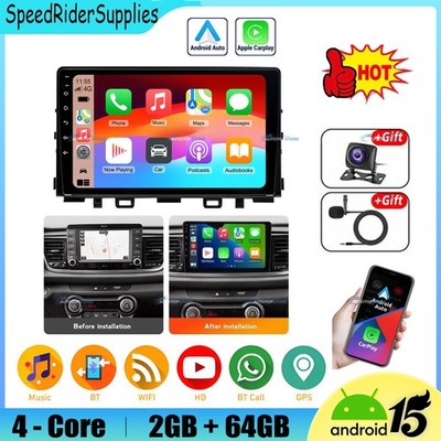 For Kia Rio 2018-2023 Carplay 9''Car Stereo Radio Android 15 2+64G Navi W/ Camera