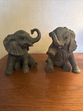 'Out Of Africa' Elephant Calf Figure Pair 2006 Leonardo Collection 6” Tall