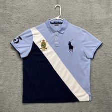 Polo Ralph Lauren Polo Shirt Mens XL Blue Navy Custom Slim Fit Big Pony Crest 3