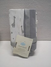 Cloud Island 2 Pack Dark Gray  White Giraffes Fitted Jersey Sheet Crib Set NEW
