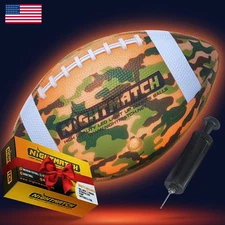 Glow in The Dark Football Bright Waterproof LED Light Up Football - Army Camo