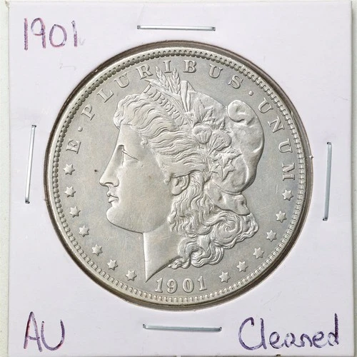 New Listing1901 $1 Morgan Silver Dollar with AU Detail Cleaned #6597