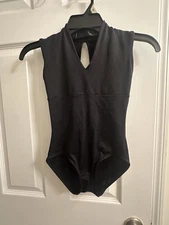 Ballet Rosa Size 12 Girls Black Dance Leotard Sleeveless Dancewear