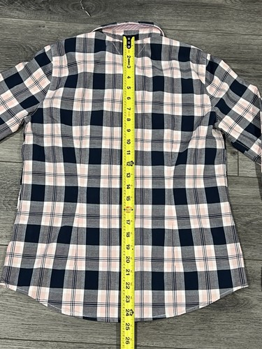 Tommy Hilfiger Women's Pink Plaid Button-Up Shirt Medium, Long Sleeve - Picture 4 of 8