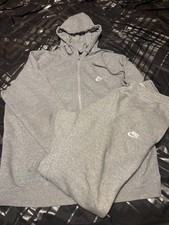 Nike Gray Sweatsuit Set Men's Size XL Zip Hoodie Tapered Pants Pockets