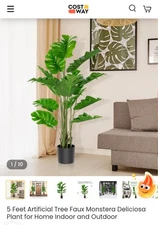 5FT Artificial Tree Faux Monstera Deliciosa Plant for Home Indoor & Outdoor
