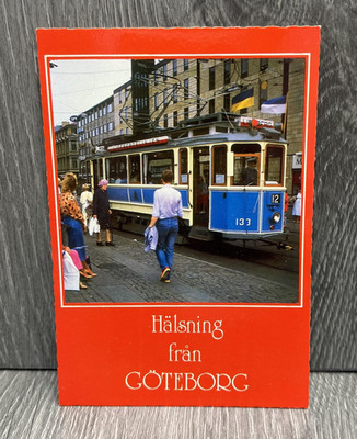 Vintage Postcard Göteborg Gothenburg Sweden Tram 133 Downtown Street Scene