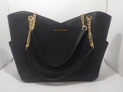Michael Kors Jet Set Large Saffiano Leather Shoulder Bag, Black! Authentic!