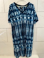 Simply Vera Vera Wang Dress Women’s Large Blue Tie Dye V-Neck Short Sleeve Midi