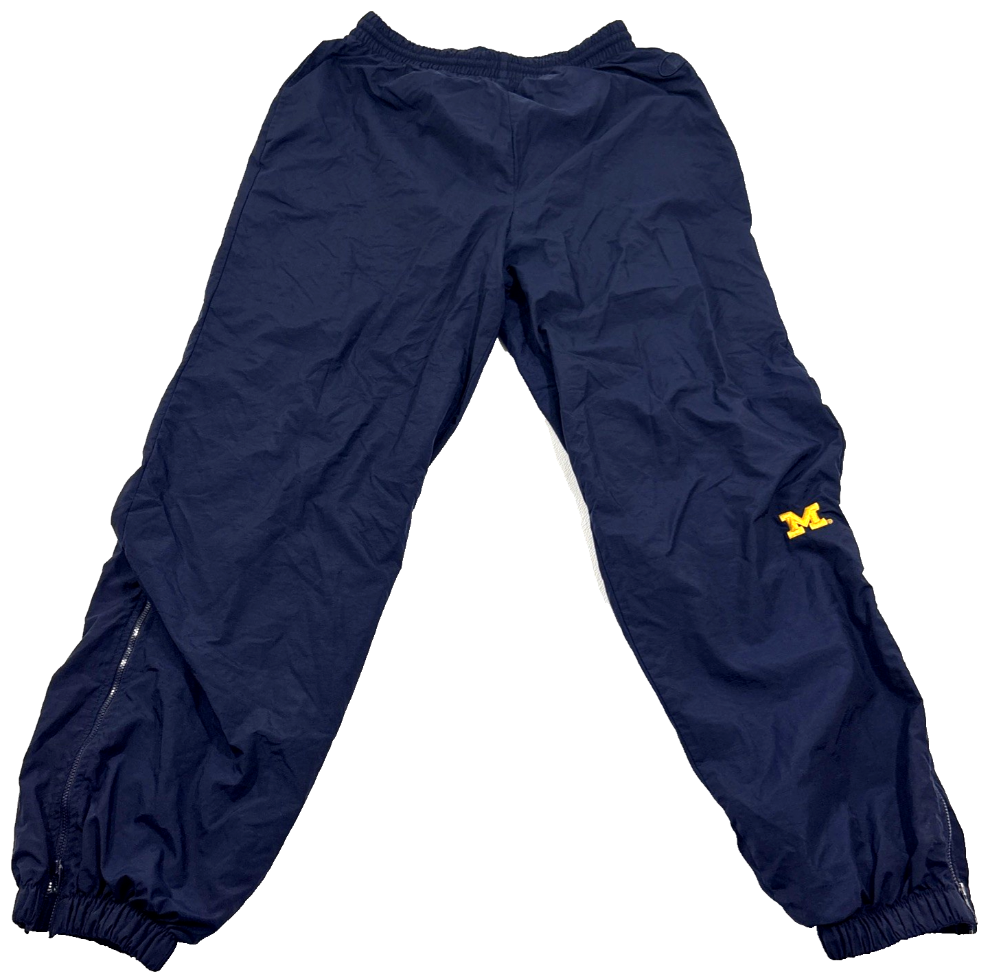 Vtg 90s Michigan Wolverines Windbreaker Pants Mens L Lined Wide Leg Zip EUC