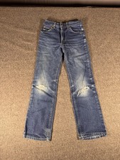 Vintage Lee Riders Jeans Youth 12 Blue Denim Straight Distressed Made USA