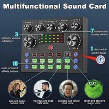 V8S External Soundcard Audio Mixer USB Micriphone PC Stereo Web Live Broadcast