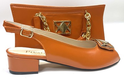 Orange Italian matching shoes and bag set UK