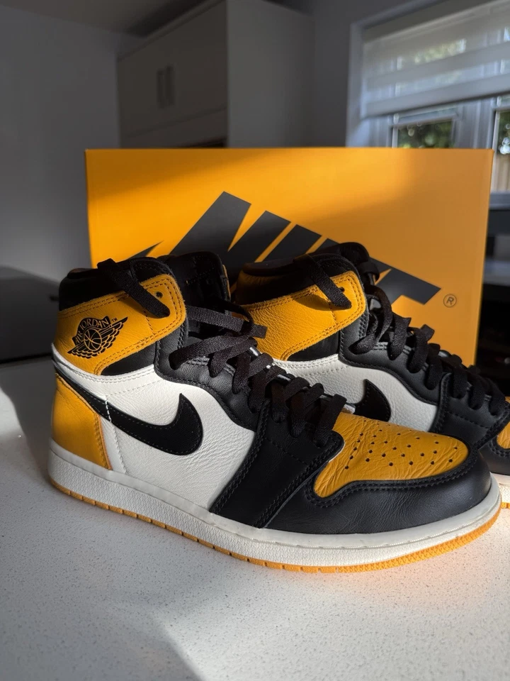 Nike Air Jordan 1 Retro High OG Taxi Yellow toe Mens Basketball Trainers UK 8, photo 1 of 5