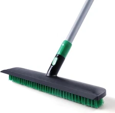 Floor Scrub Brush with Long Handle, 15" Extra Wide Head - 30% Faster Cleaning
