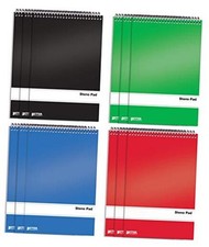 Spiral Steno Pads, 12 Pack, 6 x 9 inches, 80 Sheets, White Paper, Gregg Rule,