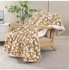 Heated Blanket Full Size - Leopard Cozy Soft Knitted Sherpa Electric Fast