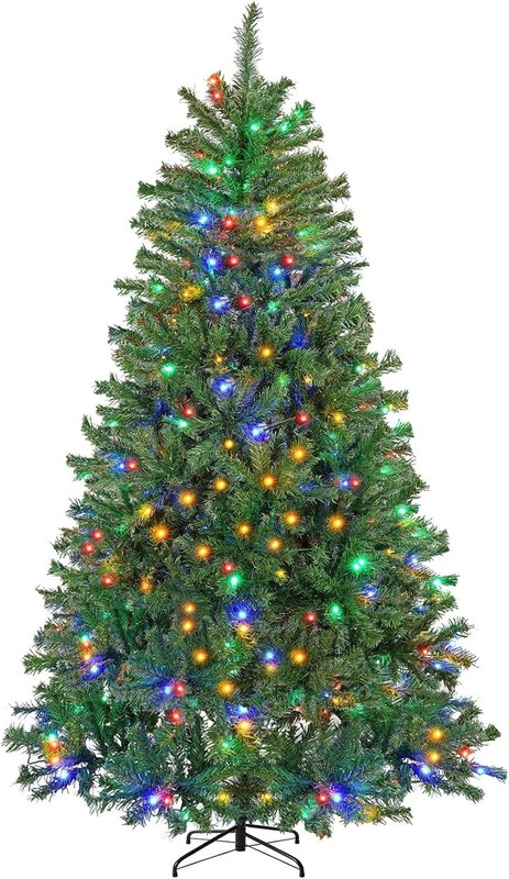Christmas Tree Green Artificial Pre-lit Christmas Tree with Changing LED Lights