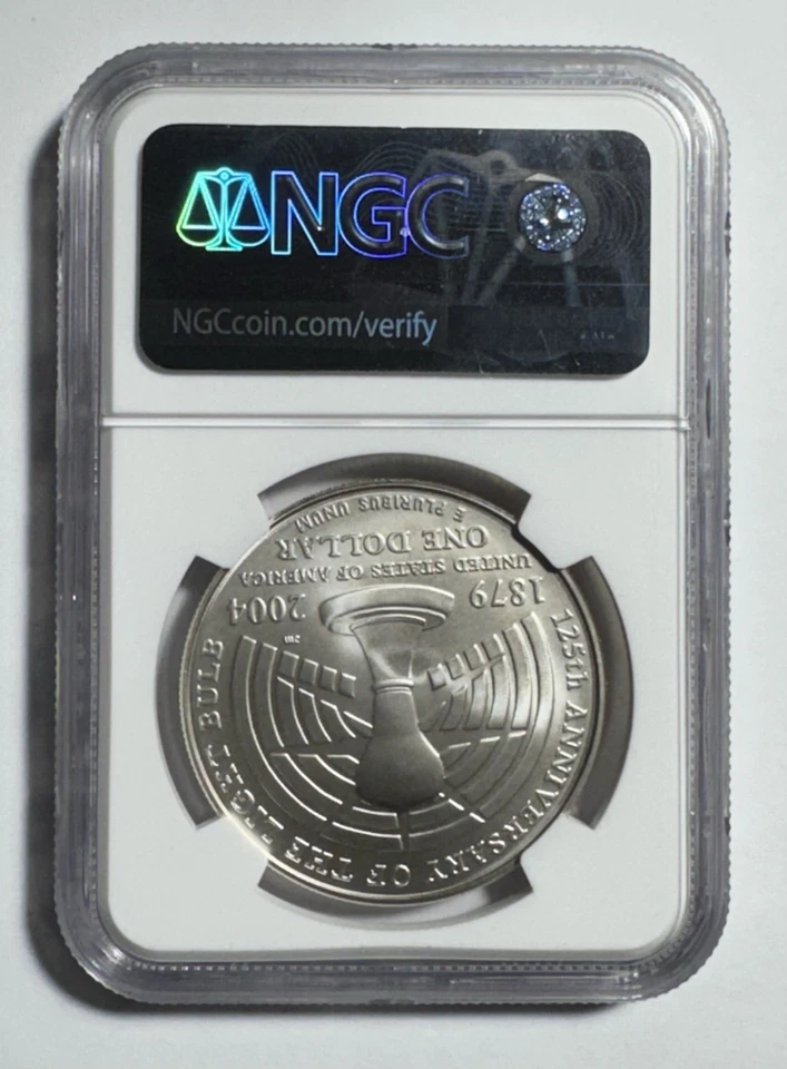 2004 P Thomas Edison Commemorative Silver Dollar NGC MS 69 - Image 2 of 2