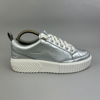 Sorel Sneaker Damen UK6 silber wasserdicht Plateau Chunky Ona Ave Low Turnschuhe