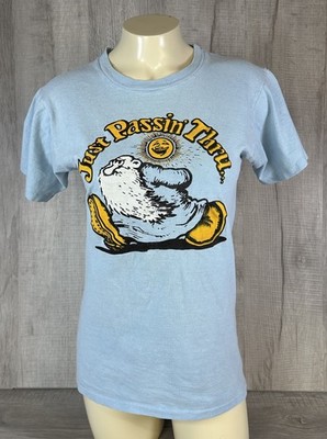 VTG Robert Crumb Just Passin Thru T Shirt Lite Blue 60s 70s Adult Size Small