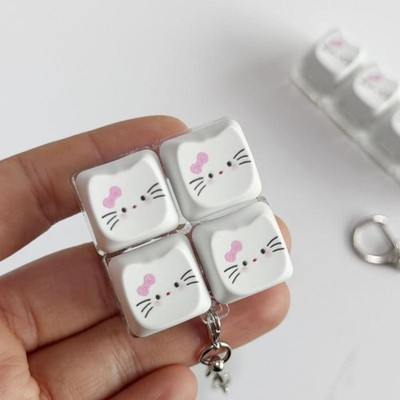 Cute Cartoon Cat Button Decompression Toy Keychain Decompression Toy Gift