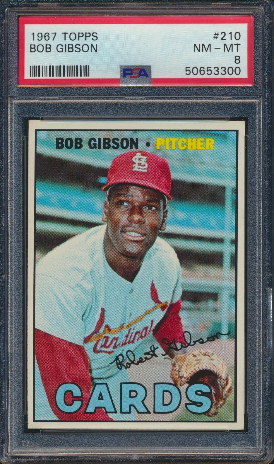 1967 Topps Bob Gibson #210 HOF St Louis Cardinals PSA 8 Centered