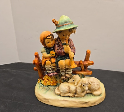 GOEBEL HUMMEL '' EVENTIDE '' W. GERMANY FIGURE BOY GIRL SHEEP