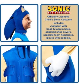 Rubies Sonic The Hedgehog Deluxe Costume For Kids Halloween Cosplay  Large