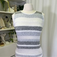 Lou and Grey Striped Knit Fuzzyline Midi Sweater Dress