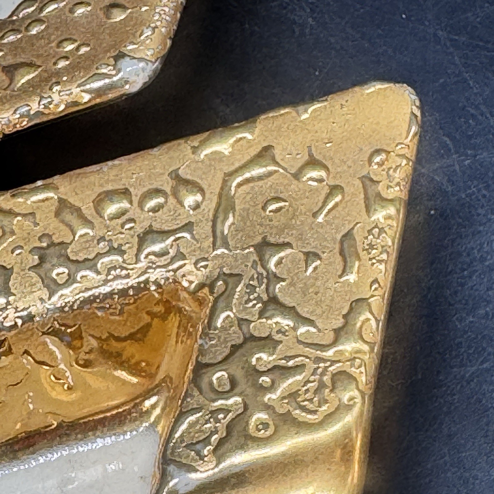 3 Weeping Bright Gold Nesting Ashtrays 22K Gold Parallelogram Shape Vintage MCM