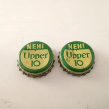 VINTAGE NEHI UPPER 10 SODA CORK BOTTLE CAP NEHI BOTTLING CO CHAMBERSBURG PA 2 Pc