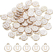 Alphabet Letter Charm Double Sided Alphabet Pendant, for Necklace Bracelet Earri