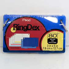 Mead Ring Dex 80 Multi-Color Stripe Index Cards Blue Cover 2 Tabs 2012 SEALED