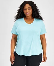 ID Ideology Plus Size Active Solid Twist-Front Top - Ocean Sigh - 1X