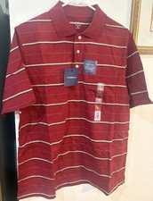 Croft Barrow Shirt Mens Medium Polo Golf Burgundy Performance W Stripes