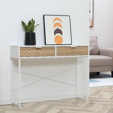 Consolle Ingresso Design Scandinavo con 2 Cassetti 100x30x75 cm Bianco DecHome