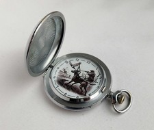 Vintage Soviet mechanical pocket watch MOLNIJA. Hunting USSR