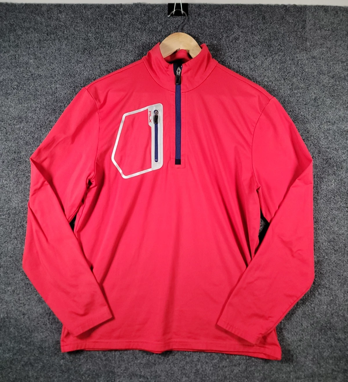 RLX Ralph Lauren Pullover Mens Medium Red 1/4 Zip Fleece Golf Top Performance