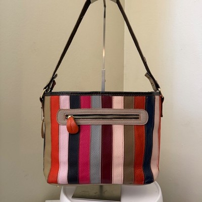 Chaos by Elsie Multi Color Striped Chevron Patchwork Leather Shoulder Bag Purse