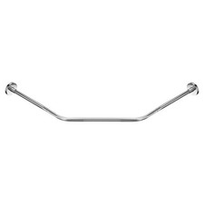 Stainless Steel Diamond Shaped Corner Shower Curtain Rod Medium Silver