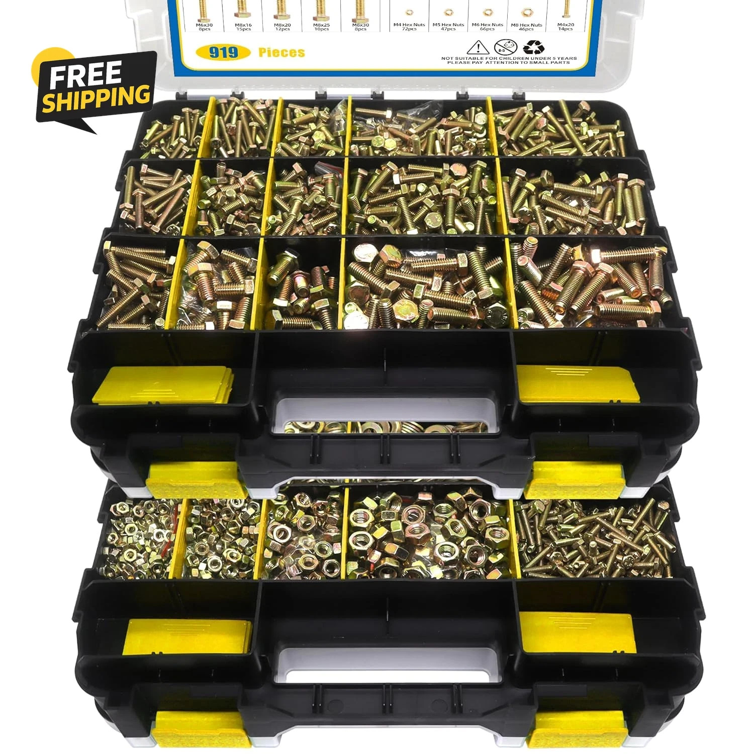 1000 Pcs Grade 8.8 Metric Bolt Assortment, M4 M5 M6 M8 Heavy Duty Nuts Kit