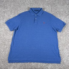 Ralph Lauren Polo Shirt Mens 2XB Big Blue Cotton Golf Casual Flesh Pony Rugby