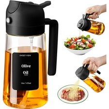 Ölsprüher Glas 470ml 2-in-1 Ölspender Öl-Sprühflasche für Kochen Grillen Salat
