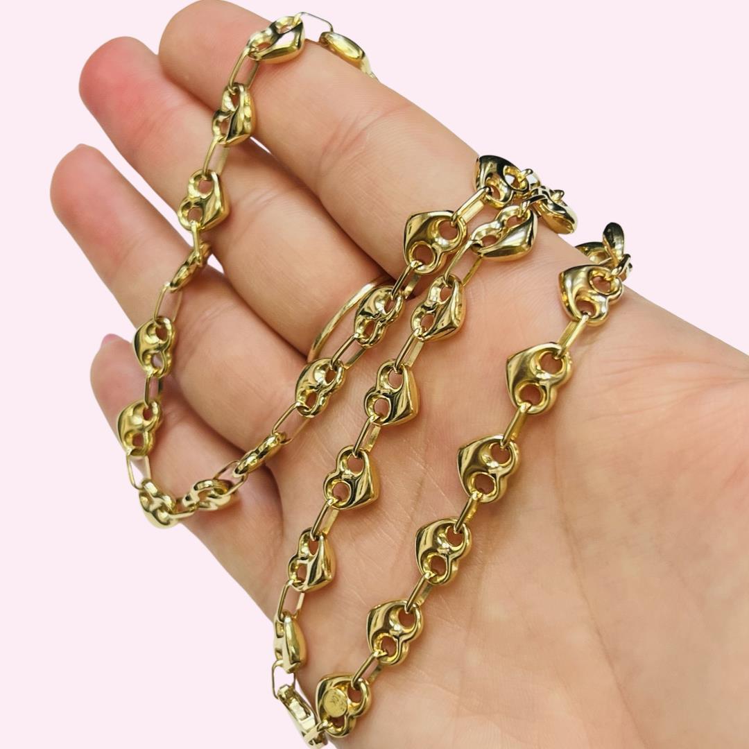 Gorgeous! 18” Gucci Heart Link 10K Yellow Gold Necklace 18